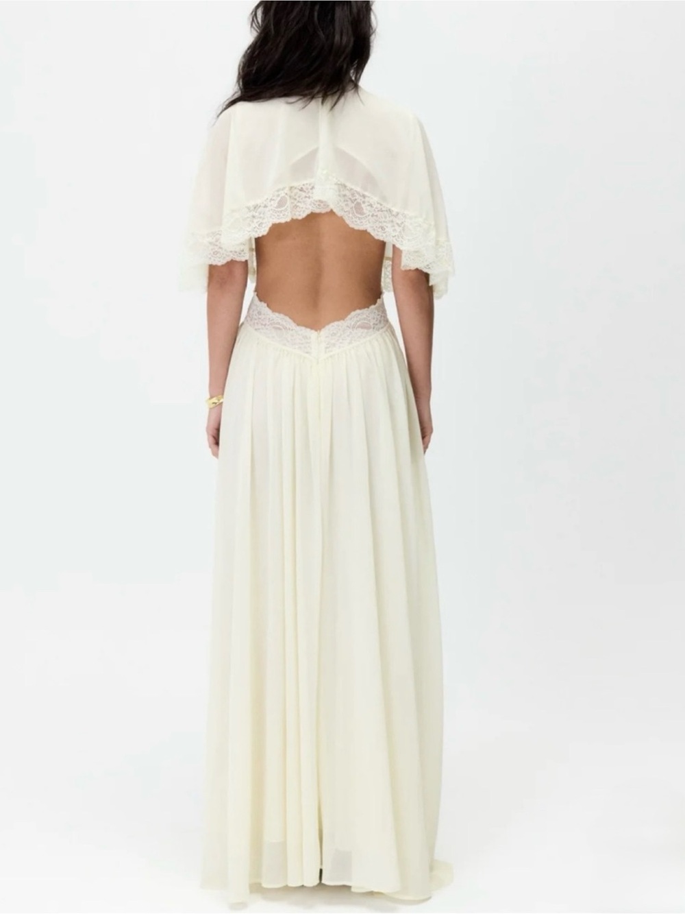 Lablon Maxi Bridal Dress — Soft Ivory Cream Lace & Chiffon